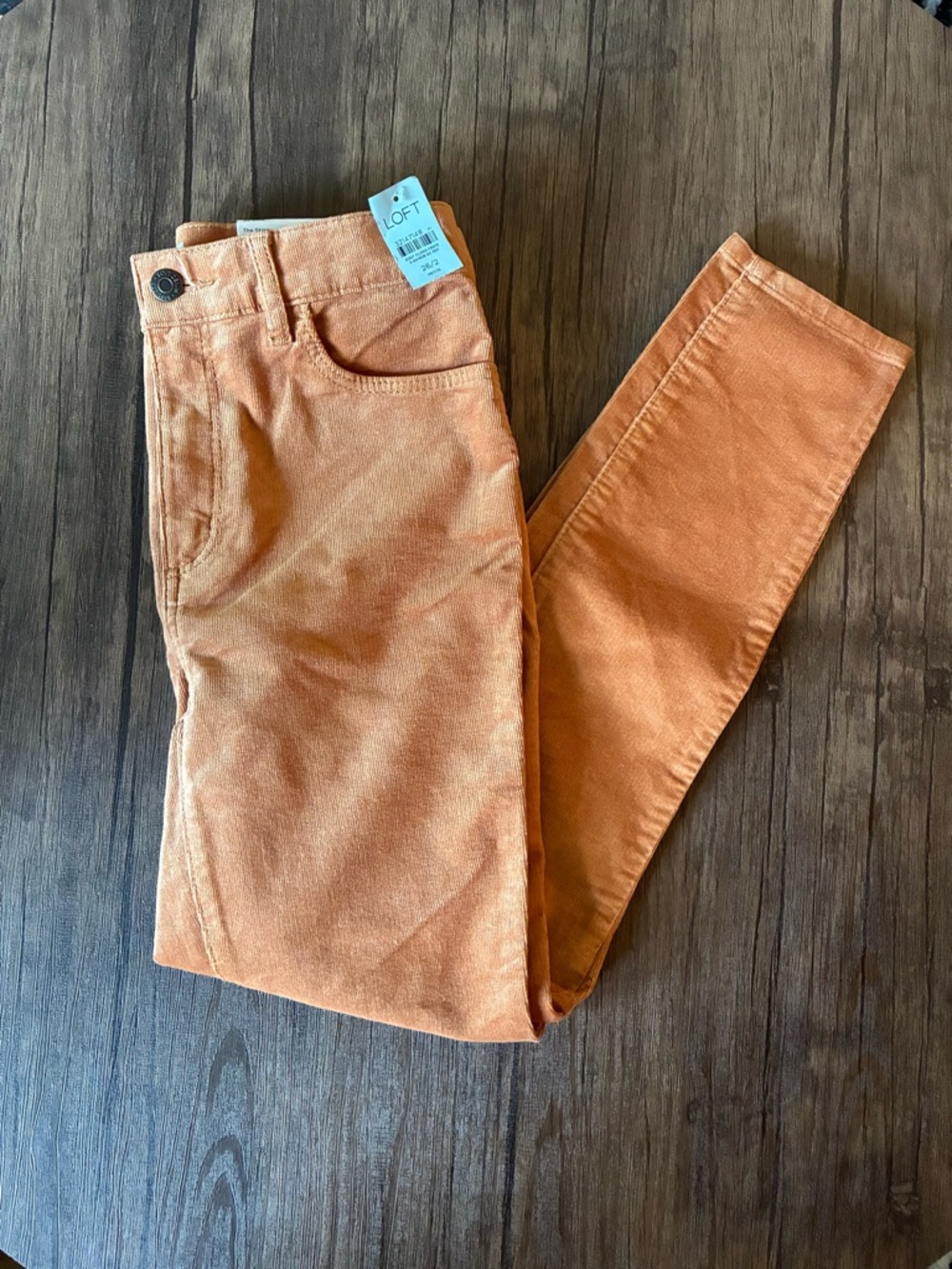 LOFT Slim Corduroy Skinny Pants in Rust Orange